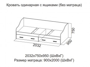 Кровать одинарная с ящиками (Без матраца 0,9*2,0) в Перми - perm.magazin-mebel74.ru | фото